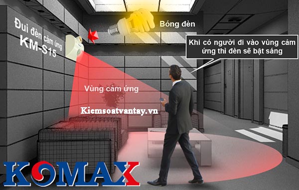 Đui đèn cảm ứng hồng ngoại Komax KM-S15